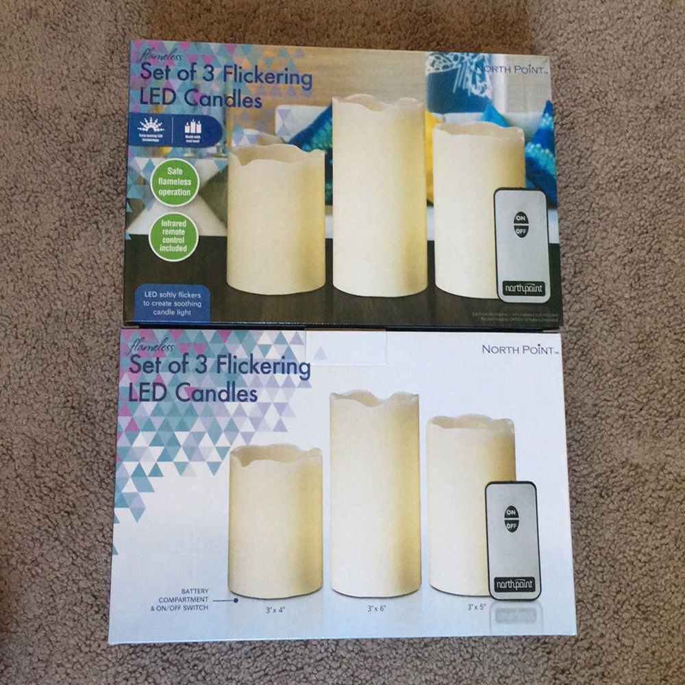 🕯Flameless Set Of 3 Flickering LED Candles